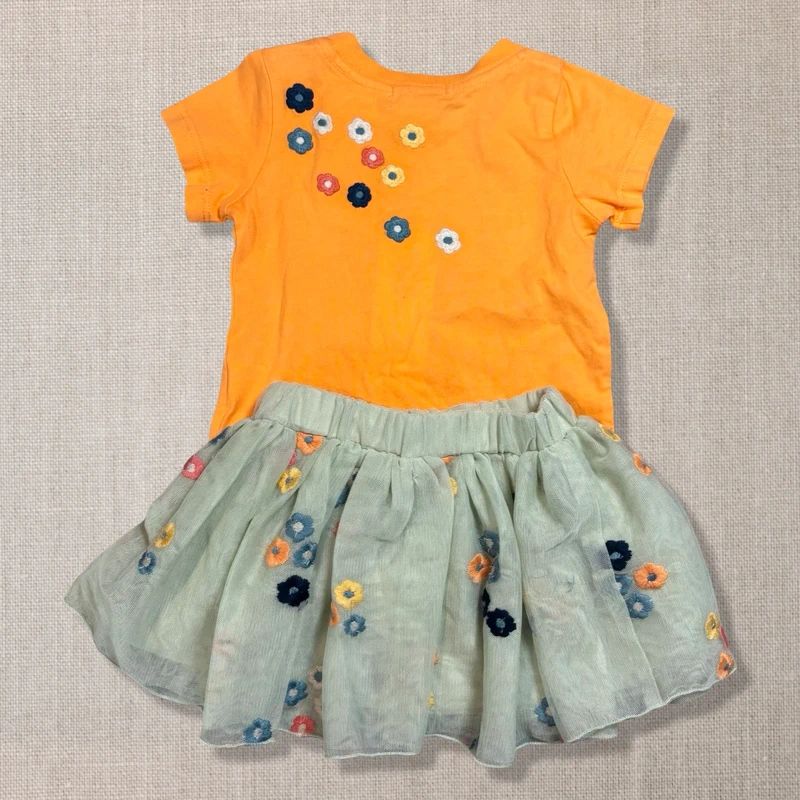 Peek Baby Girls 3-6m Floral Tulle Tutu Skirt Graphic Tee 2pc Outfit Set New — image 3 of 4